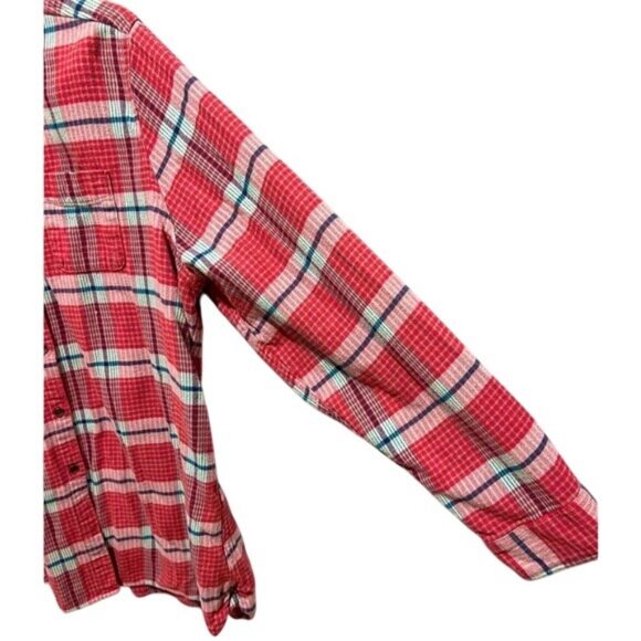Woolrich Women's Red Casual Plaid Button-Up Long Sleeve Shirt 100% Cotton XXL - Picture 6 of 10